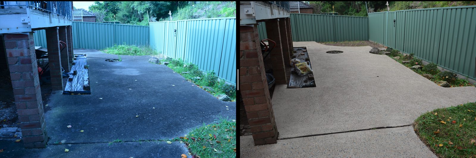 Backyard before and after cleanup